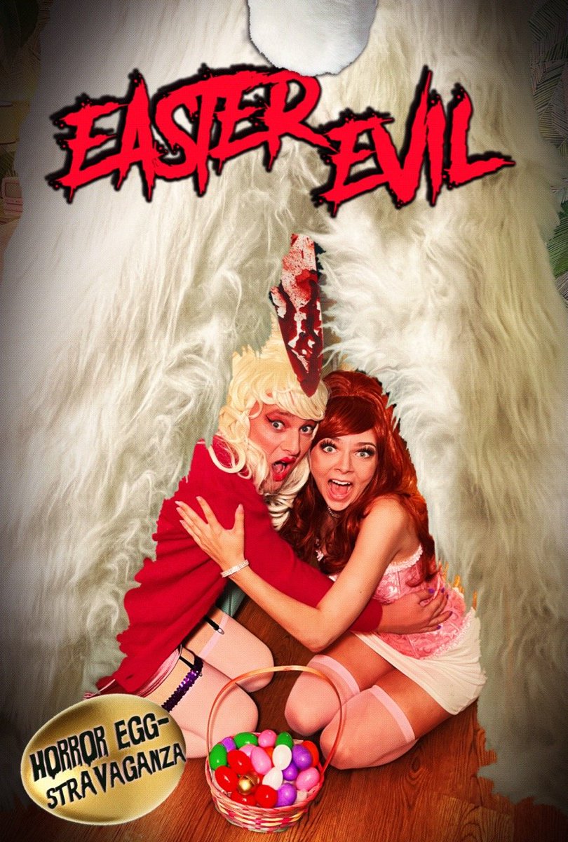 eduardoirib's tweet photo. 🐇💀 “Easter Evil”, de Jared Masters, é trash do jeitinho que o coelhinho pediu: sangue de anilina, drag queens, sustos de 1,99 e atuações dignas de peça escolar. Não assusta, mas arranca risadas involuntárias e talvez seja esse o verdadeiro terror. 🎬🌈 #HorrorQueer https://t.co/eUocp7qHy3