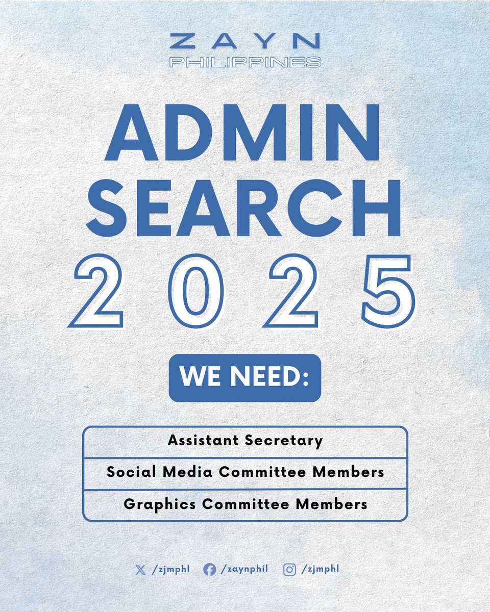 ZJMPHL's tweet photo. The admin search is ON! 📣

Kaya mo bang sabayan ang falsettos ni Zayn? Then maybe you’re the one we’re looking for! 👀

Ready to be part of Zayn Philippines? APPLY NA!

https://t.co/XeJe4ngS8I

#AdminZearch2025 https://t.co/NkKPrK9mwJ