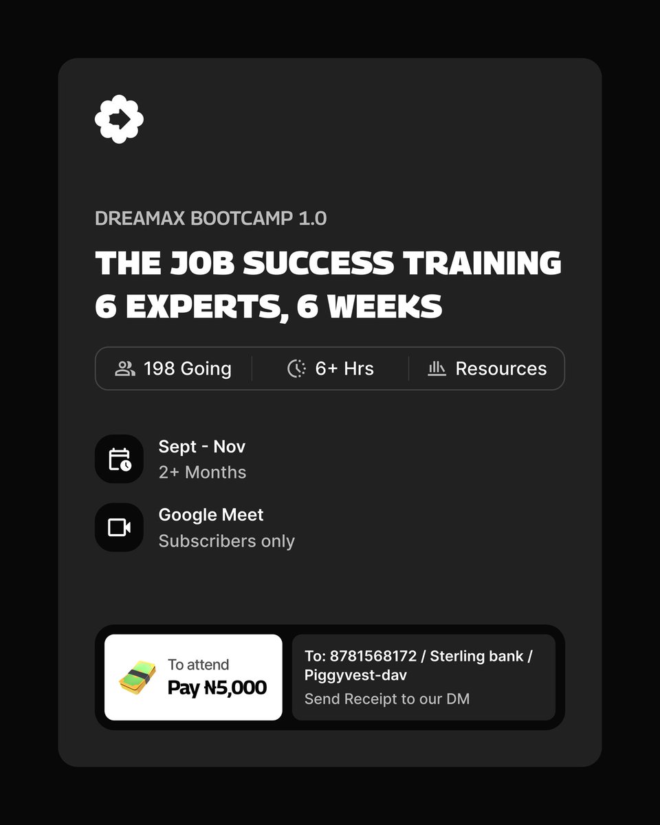 🚀 The First Edition of the Dreamax Bootcamp is Here!

In this edition, we’ll guide you step-by-step toward landing your dream role, whether locally or internationally.

More details on poster