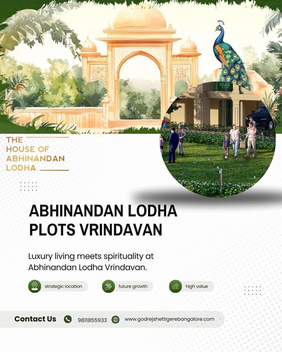 lodhaplot's tweet image. Introducing premium plots by The House of Abhinandan Lodha in the sacred city of Vrindavan – where tradition meets modern living.
📷 Book your dream plot in the land of Krishna today!
📷 Call now: 9710933555
Website - hoablprojects.in/hoabl-plots-vr…
#VrindavanPlots #AbhinandanLodha