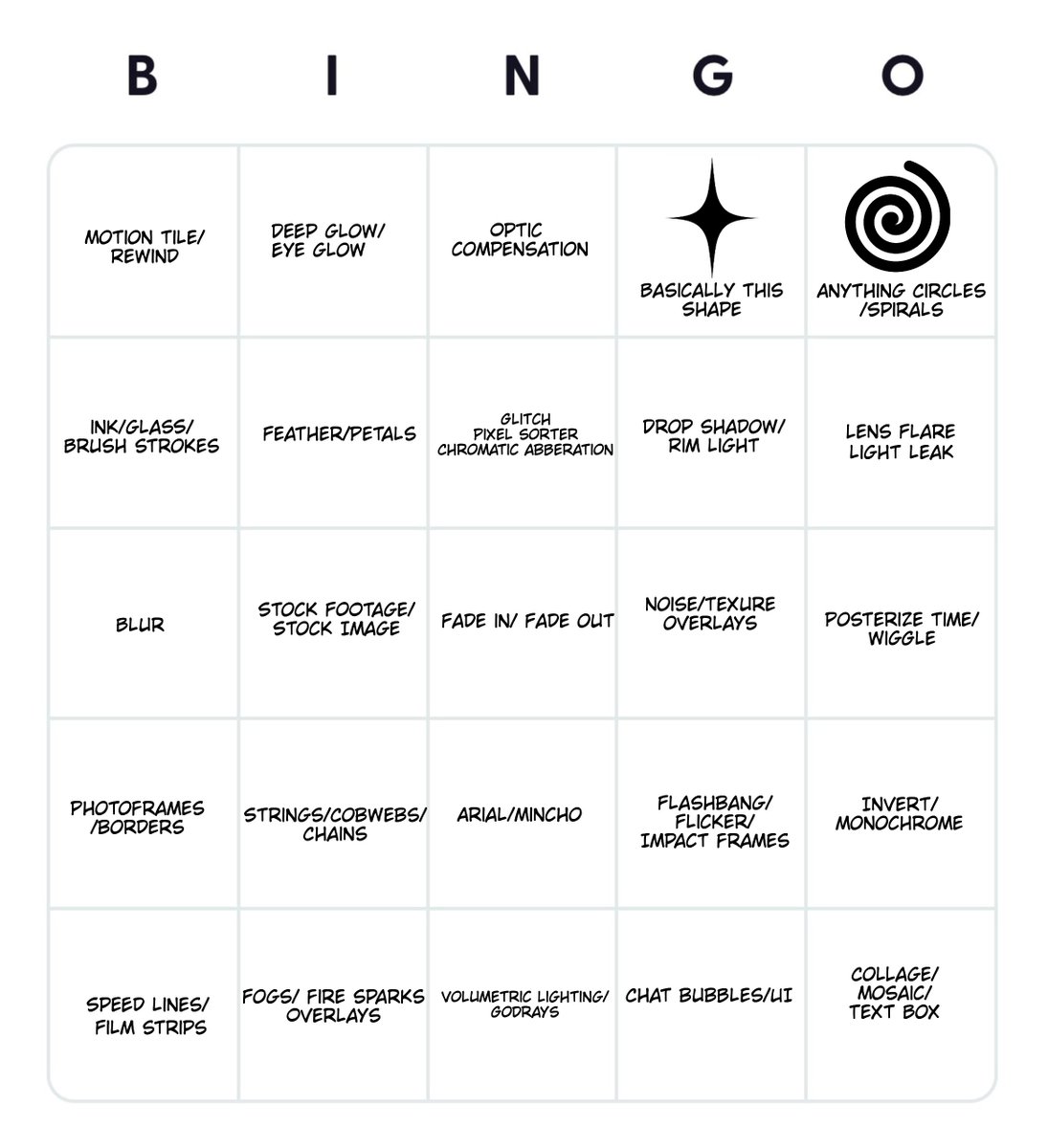 Ultimate Mograph AMV BINGO
Tag your animators