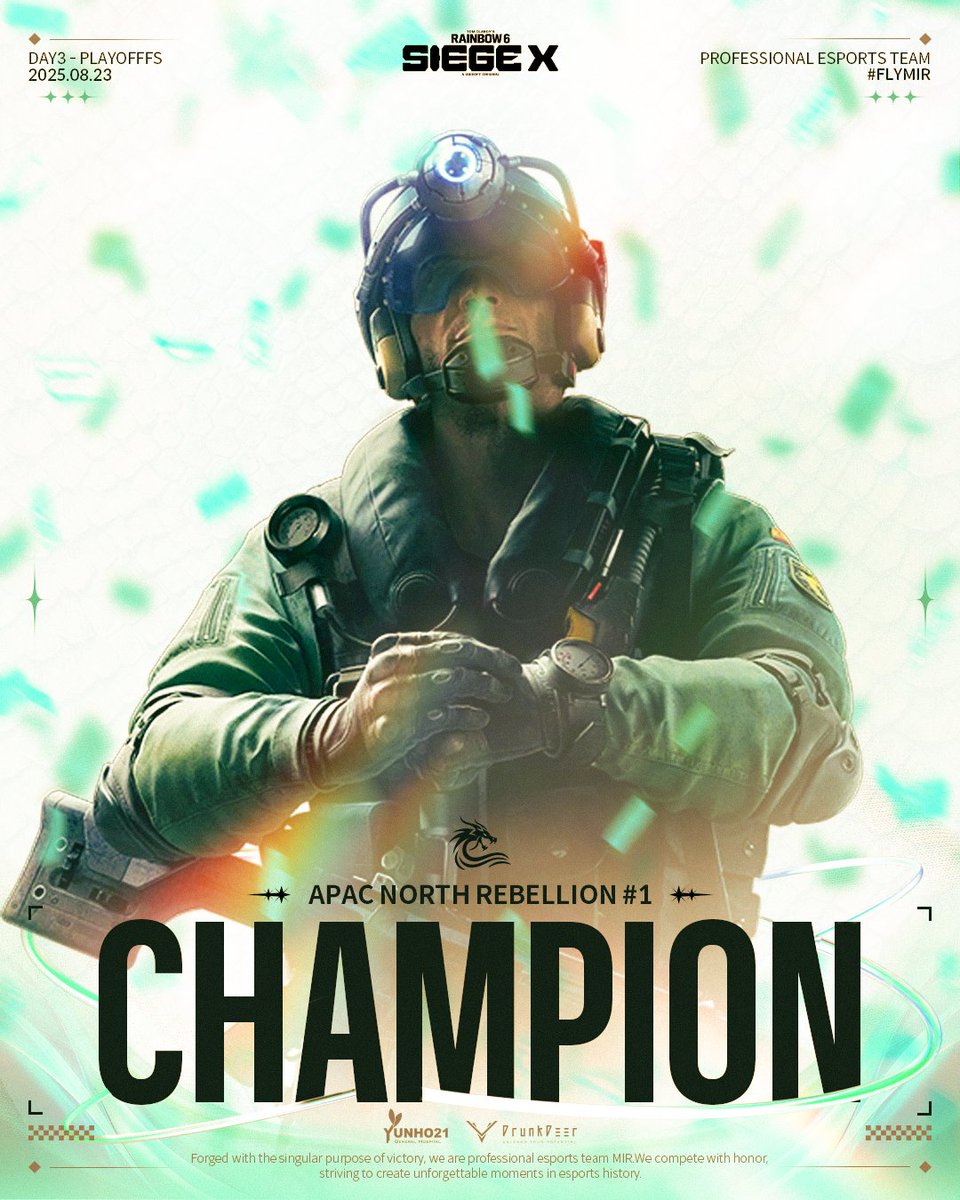 🥇 𝟏𝐒𝐓 𝐏𝐋𝐀𝐂𝐄 🥇

APAC NORTH REBELLION #1 で優勝しました!!
次の大会でも頑張ります!

APAC NORTH REBELLION #1 에서 우승했습니다!!
다음 대회에서도 좋은 모습 보여드리겠습니다!

#flymir🌊 #siegex