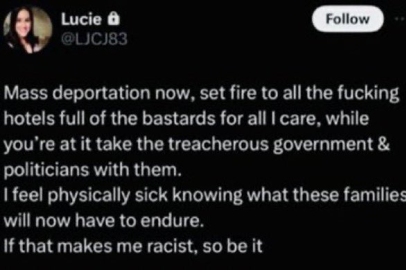 ☕️Carol Hedges 💙💛(also at @caroljhedges) (@riotgrandma72) on Twitter photo <a href="/WonPeople/">The People</a> <a href="/Keir_Starmer/">Keir Starmer</a> Only racist femaleswho believe threatening to burn women and children is OK.
Not this mum
Not this grandma.
Disgusting horrible tweet. <a href="/WonPeople/">The People</a> <a href="/Keir_Starmer/">Keir Starmer</a> Only racist femaleswho believe threatening to burn women and children is OK.
Not this mum
Not this grandma.
Disgusting horrible tweet.