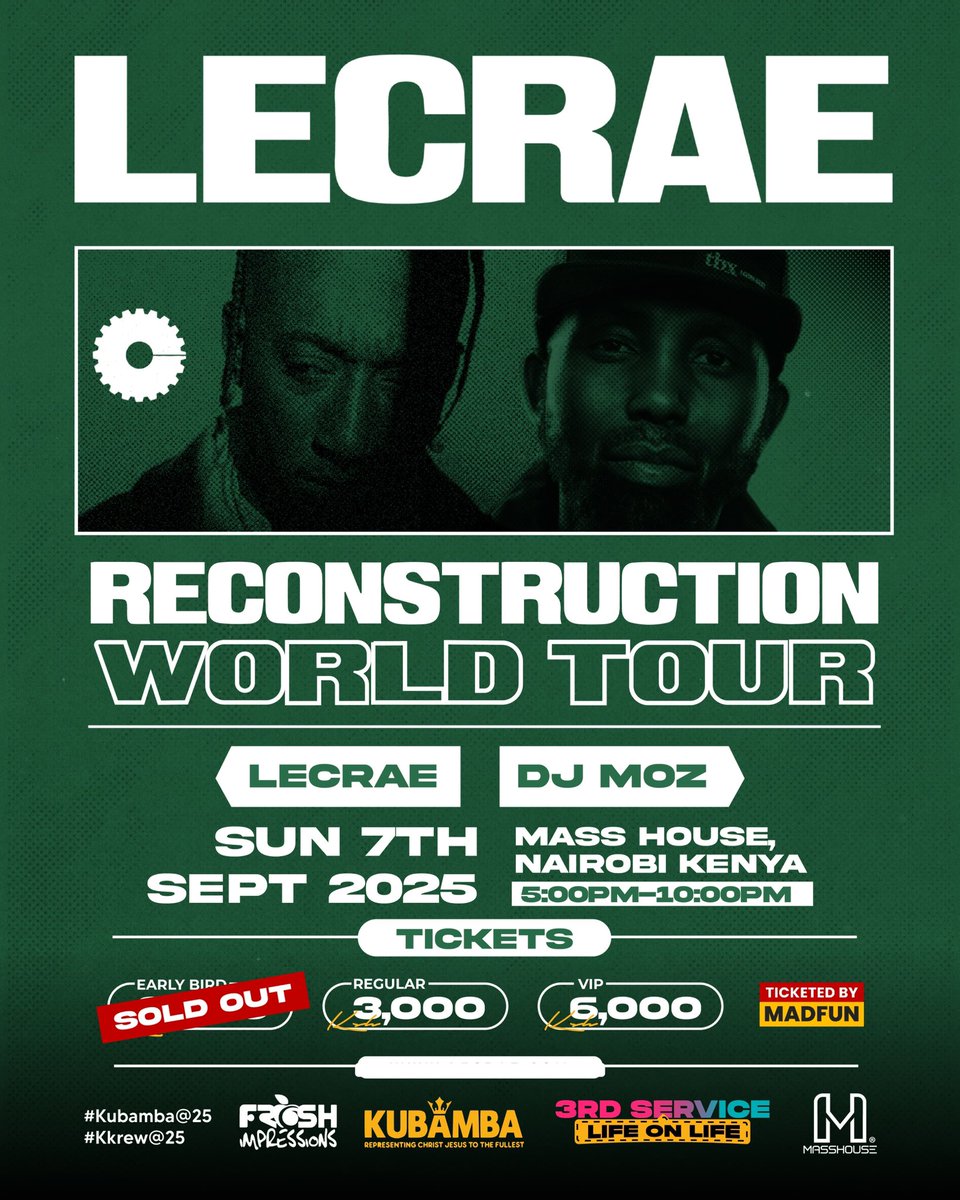 Can’t wait have <a href="/lecrae/">Lecrae</a> in Nairobi for the #Reconstruction World Tour. 
Grab your tickets here gigs.madfun.com/event/443