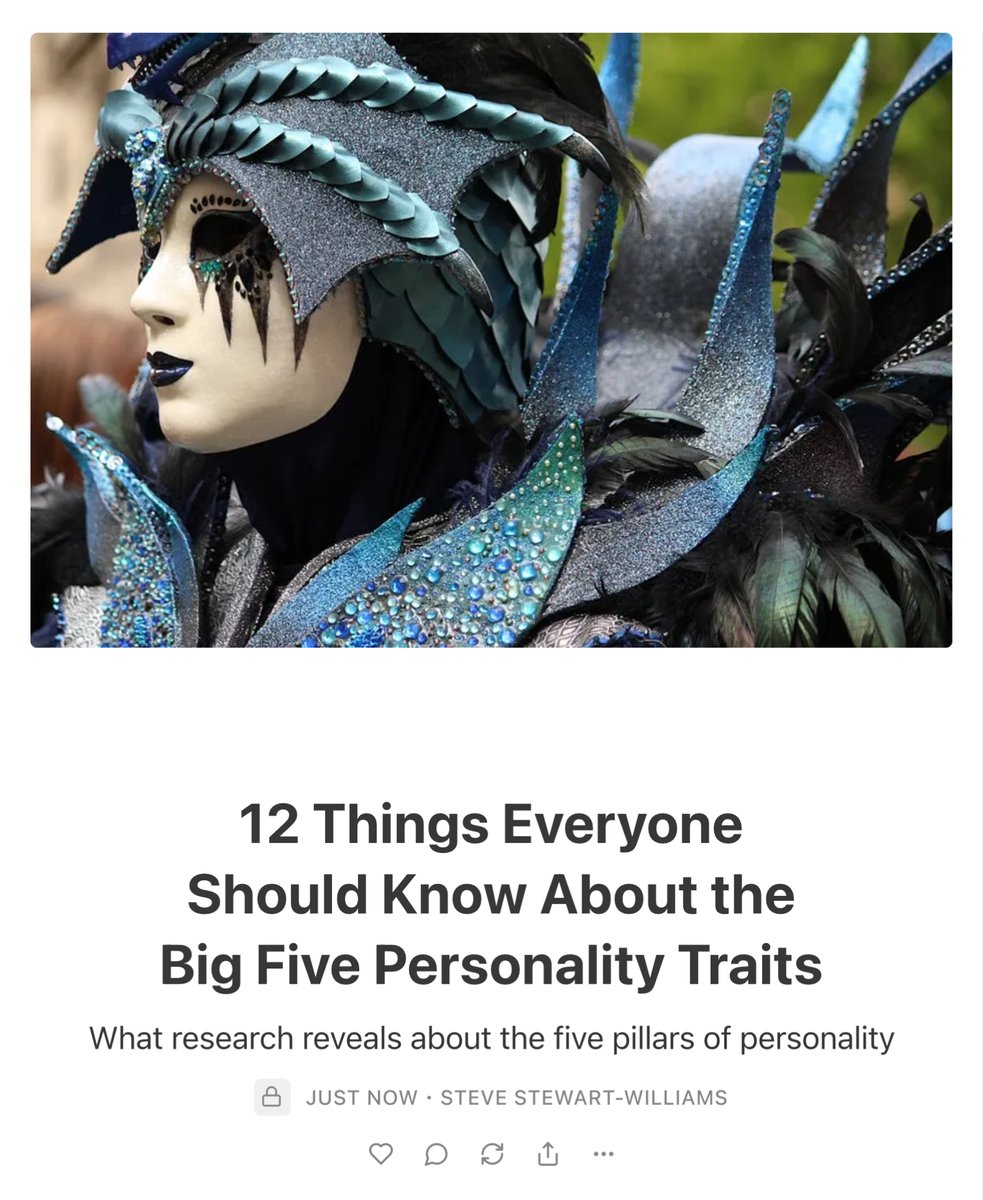 12 Things Everyone Should Know About the Big Five Personality Traits

What research reveals about the five pillars of personality

My latest post on Subst@ck!

[Link below.]