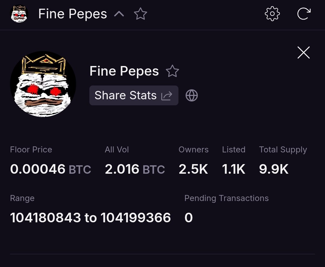 2 BTC volume for <a href="/FinePepes/">Fine Pepes</a>.

That's a lot of sales, NGL. 

It's fine.