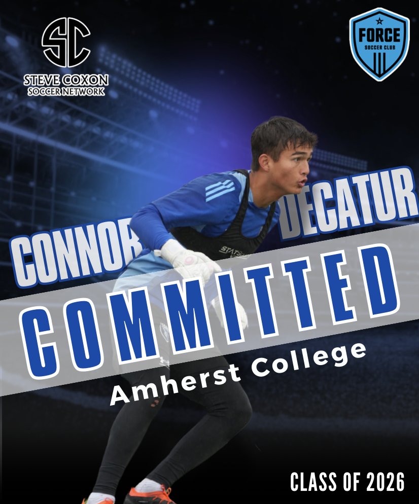 SteveCoxonCSN's tweet photo. CSN’s Conner Decatur has committed to 
@AmherstCollege in the NESCAC, the current 2024 NCAA DIII Champs! 🎓⚽️
One of our most dedicated players, Conner’s hard work has finally paid off. 
Wishing you all the best as you take this next step! 🔥

#classof2026 https://t.co/qFegrcp3jX