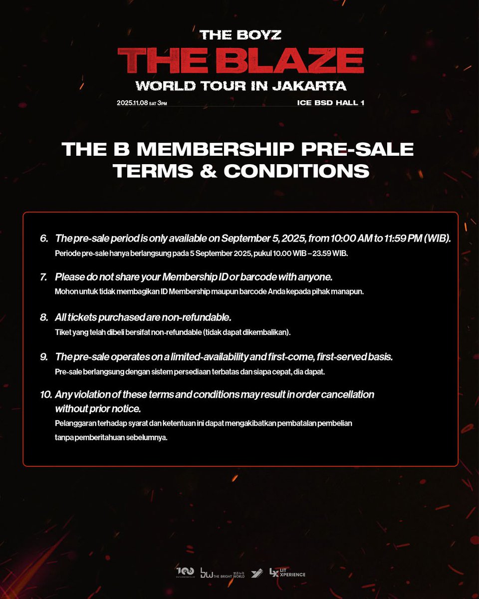 THE B in JAKARTA!
Here’s everything you need to know about THE B Membership Pre-Sale. Please take a moment to read through the details and get ready before ticketing begins!

📩 Need Help?
Reach out to us via:
📱 WhatsApp: +62 878-8298-2939
📧 Email: event@lit-xperience.com

Good