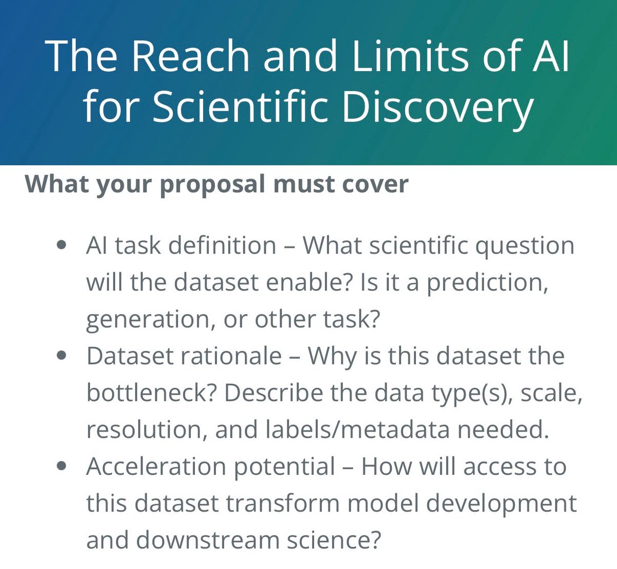AdaFang_'s tweet image. ⏰ We’ve extended the deadline! There is still 1 day left to submit to the AI for Science Workshop Paper and Dataset Proposal Competition.
Great to see so many scientists engaging with the AI community and sending in their dataset ideas 🤝
#NeurIPS2025 @NeurIPSConf…