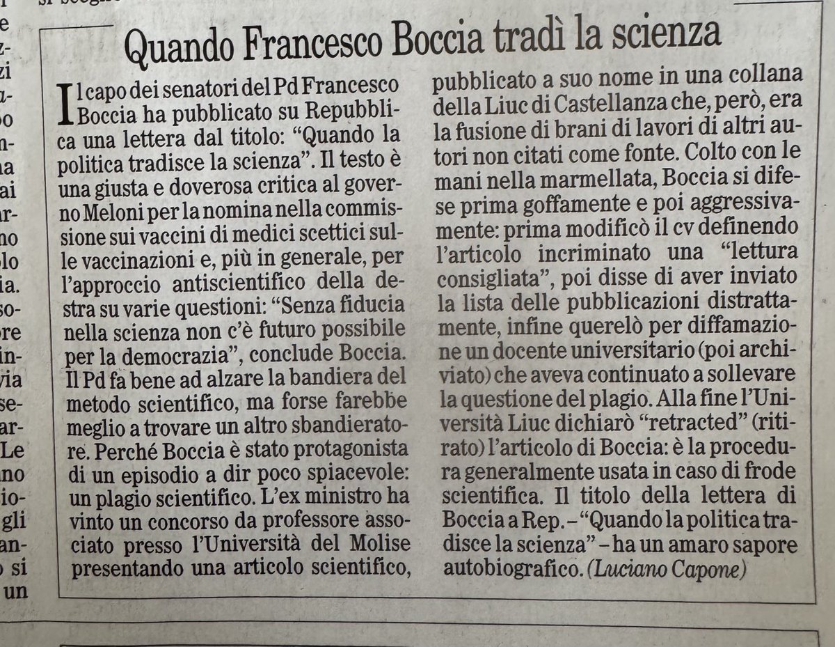 Anche stavolta ⁦<a href="/lucianocapone/">Luciano Capone</a>⁩ non le manda a dire
