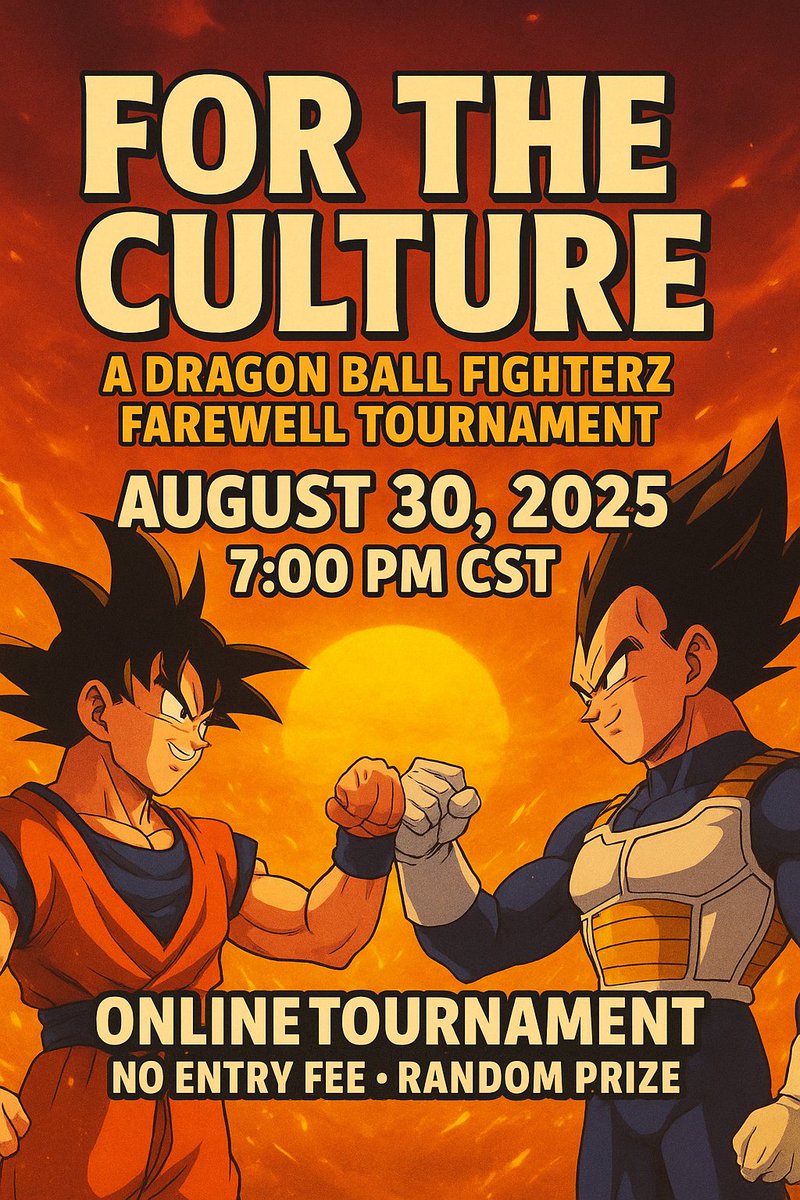 Hosted by your two favorite grey haired Uncs, <a href="/JonesFGC/">Mr Jones</a> and myself. We doing this for the culture with all the DBFZ nostalgia going on the TL. 

8PM EST
7PM CST
5PM PDT 

start.gg/tournament/for…