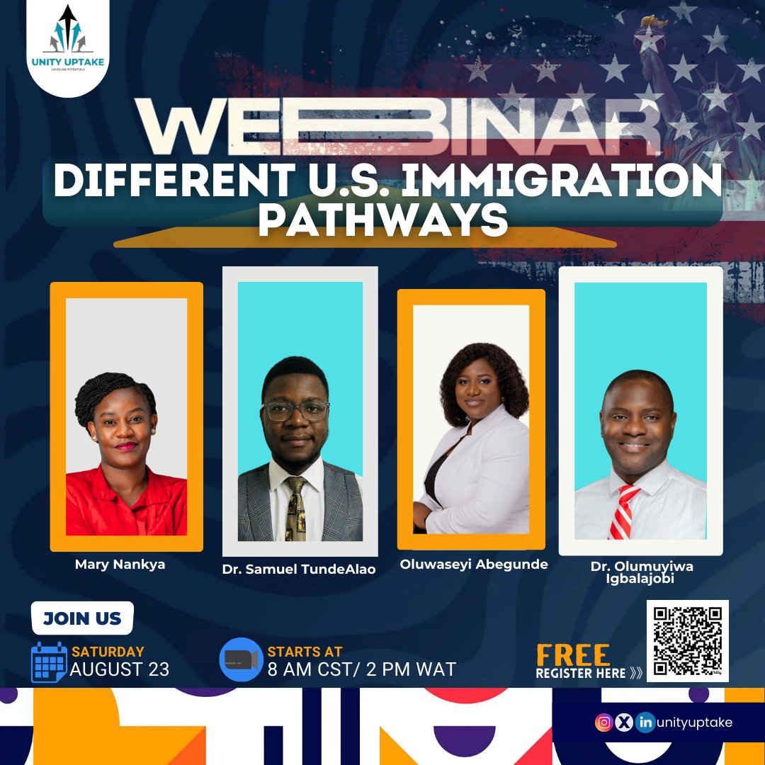 Unity_Uptake's tweet image. ⏰ Less than 1 hour to go!
Your chance to learn the U.S. Green Card pathways (EB1A &amp;amp; EB2-NIW) — FREE &amp;amp; LIVE!

📅 Today | 2 PM WAT
🎟 Register NOW → bit.ly/USMigrationpat…

🚨 Don’t just wish. Show up &amp;amp; learn the strategy.

#TGMS2025 #USMigration #EB1A #EB2NIW #GreenCard