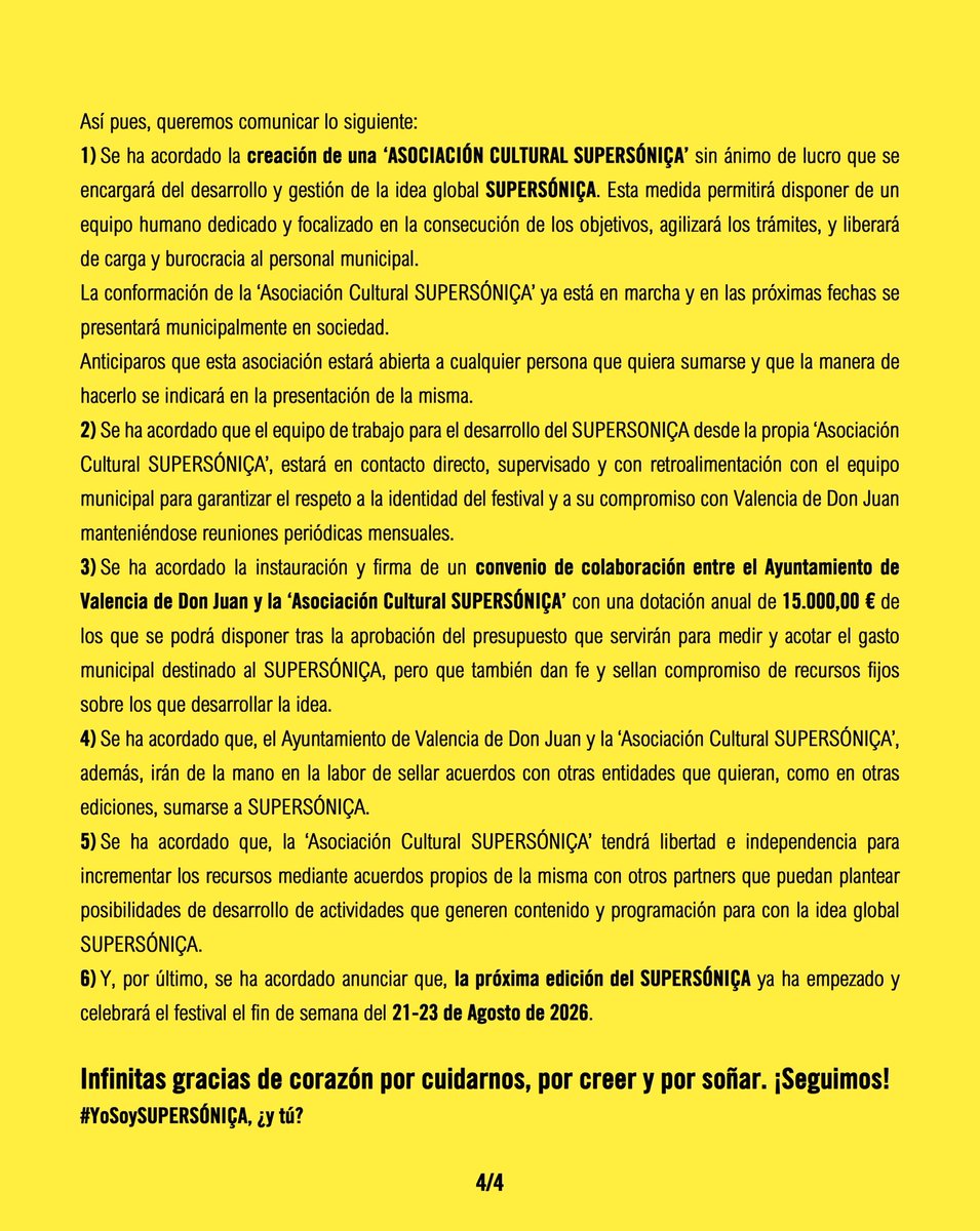 SupersonicaFest's tweet image. COMUNICADO OFICIAL (23/AGO/2025)

Infinitas gracias de corazón por cuidarnos, por creer y por soñar. ¡Seguimos!💛🥹
#YoSoySUPERSÓNIÇA, ¿y tú?