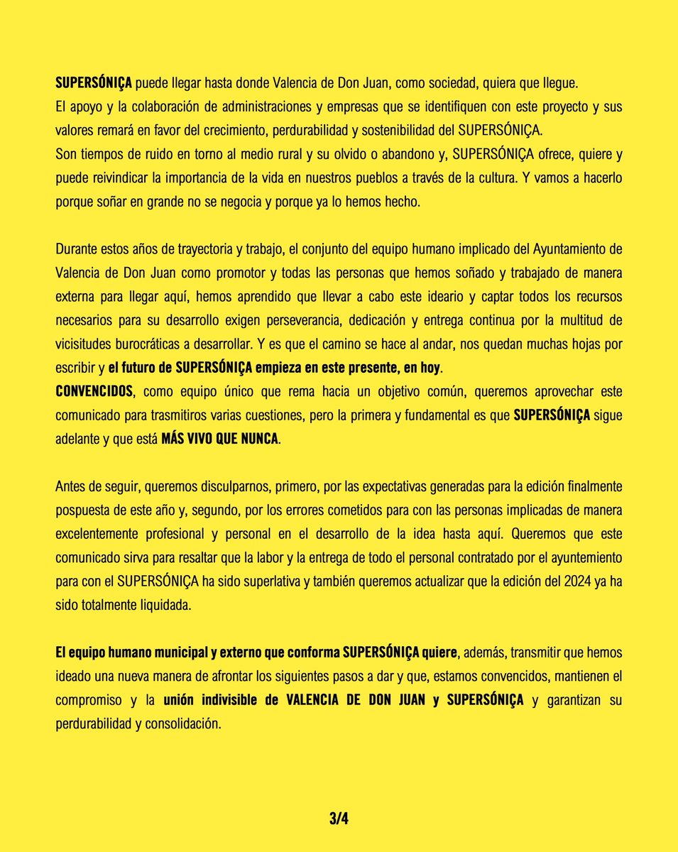 SupersonicaFest's tweet image. COMUNICADO OFICIAL (23/AGO/2025)

Infinitas gracias de corazón por cuidarnos, por creer y por soñar. ¡Seguimos!💛🥹
#YoSoySUPERSÓNIÇA, ¿y tú?