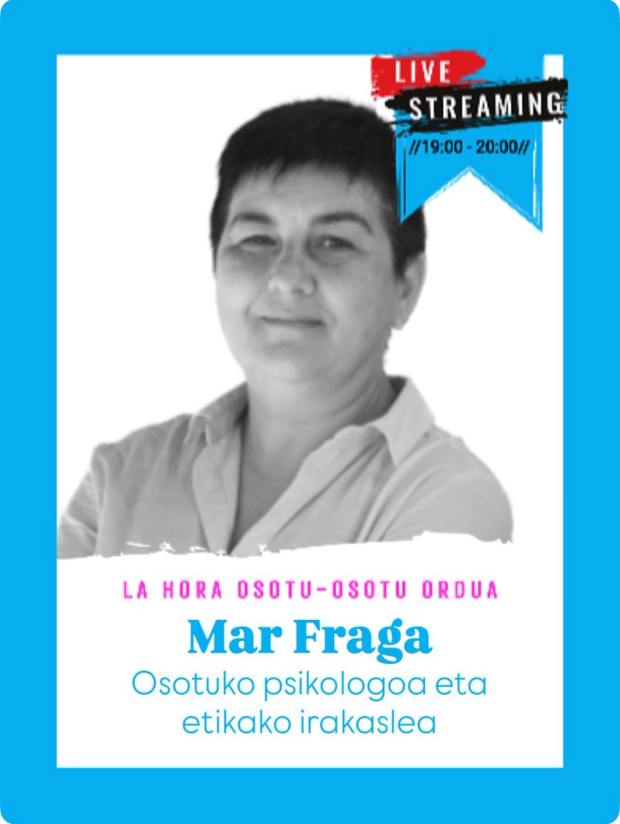 Ezin duzue galdu gaurko Osoturen Orduaren zuzenekoa. 19:00etan Mar Fraga izango dugu gurekin, eta Osotun harreraz, tutoretzez eta nola lagundu eta orientatu azaltzeaz hitz egingo digu.
<a href="/BegonaPedrosa/">Begoña Pedrosa</a> <a href="/Imanol_Pradales/">Imanol Pradales</a> <a href="/Gob_eus/">Eusko Jaurlaritza - Gobierno Vasco</a> <a href="/hezkuntzaEJGV/">Hezkuntza Saila - Departamento de Educación</a>
#osotubizirik #osotugosegreban