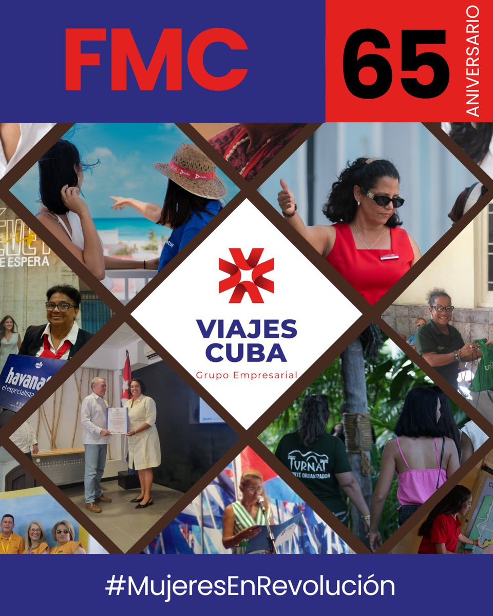 🌺 65 años de historia tejida con manos firmes y corazones valientes. 
 
La FMC celebra su legado: mujeres que transforman, inspiran y construyen Cuba cada día.  

¡Felicidades a quienes hacen de la revolución, también, una obra femenina!  

#FMC65 #MujeresEnRevolución