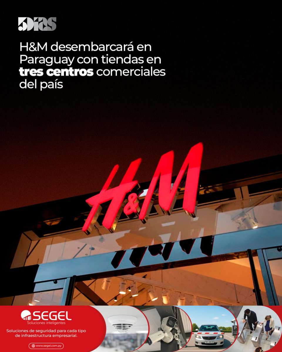 5DiasPy's tweet photo. La gigante de la moda rápida da un paso histórico: H&M abrirá sus primeras tiendas en Paraguay 🇵🇾

El desembarco será con presencia en tres centros comerciales del país, marcando un hito en el sector retail y ofreciendo nuevas experiencias para los consumidores locales.

👉 ¿Qué impacto tendrá en el mercado textil y en la competencia local?

#HMYParaguay #Retail #Moda #Negocios