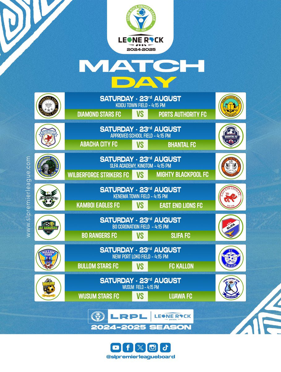 Seven decisive clashes headline our Saturday’s Leone Rock Premier League schedule, the stakes couldn’t be higher as survival and glory hang in the balance.

The final chapter to seal the drama of an unforgettable season!

💙⚽ #YourGameIsBack | #LeoneRockPremierLeague