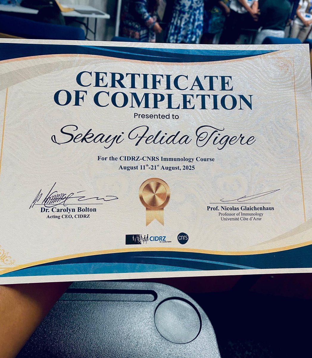 SekayiTigere's tweet image. Successfully completed the CIDRZ/CNRS research school on immunology of infectious diseases and vaccinology 👏🏾 
this was intense! 
#immunology #basicscience