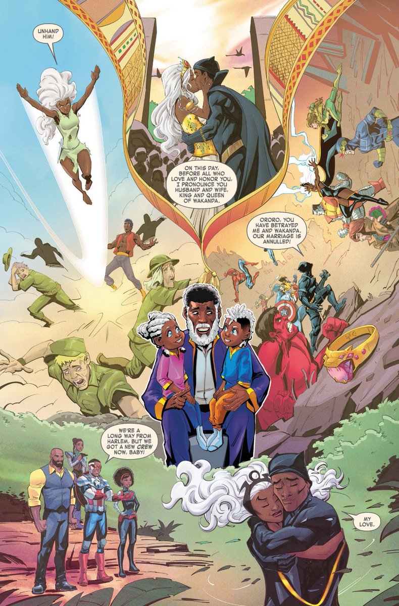 currently reading: marvel's voices: legends (2024) which — features an old t'challa attempting to calm down his grandkids by telling them a goodnight story of how he met ororo and their journey together

it's a story that gave me hope — to see where their future is headed