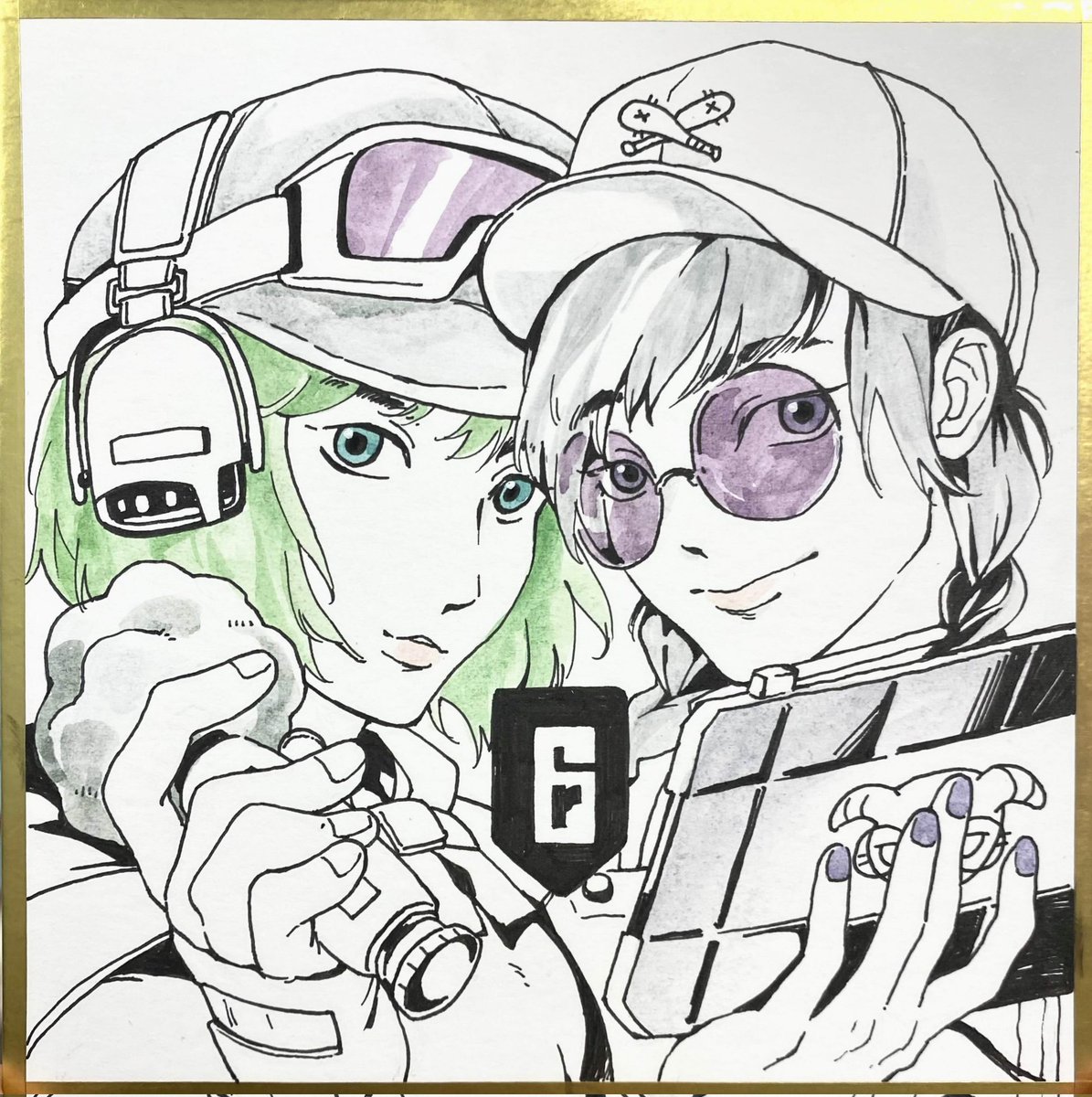 在場上畫了一張Dokkaebi跟Ela!!超難得畫了女角✨
明天最後一天開放購買
#RainbowSixSiege   #R6SX