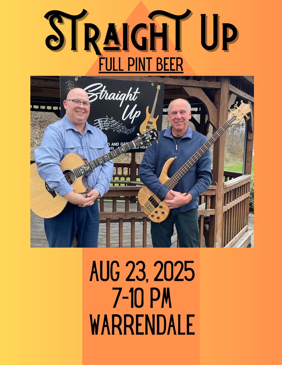 We have a great Saturday planned! We have live music with Straight Up at the Warrendale Kitchen + Taproom at 7 pm and our crew will be set up serving drafts at the Marshall Township Community Day at Knob Hill Community Park. We can't wait to see you!