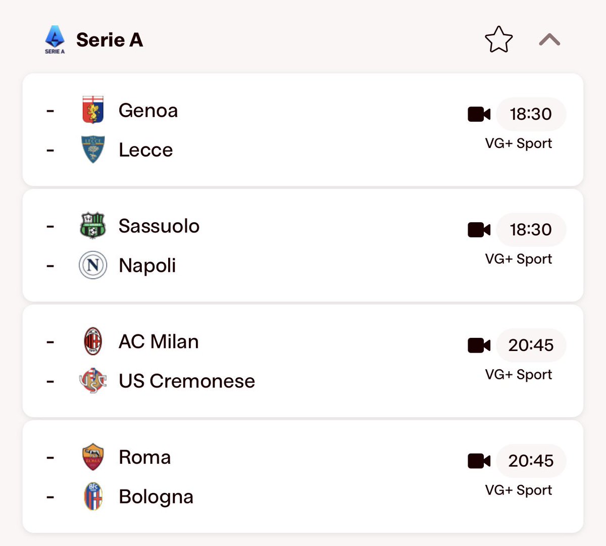 🇮🇹 Serie A i gang igjen i kveld. Norsk sending på alle lørdagskamper her i anledning oppstarten:

Dette blir bra: