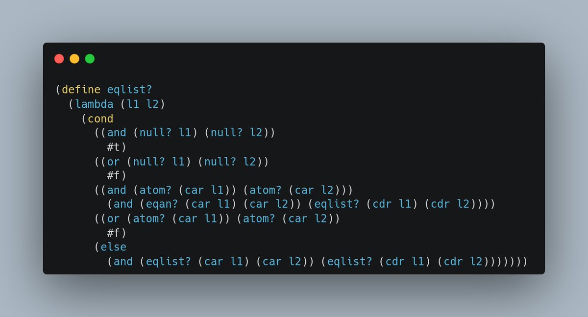 psionicalch's tweet photo. The cool thing about Lisp is that it's naturally obfuscated 🤣

#programming #scheme #lisp https://t.co/Y5MOvx4UiA