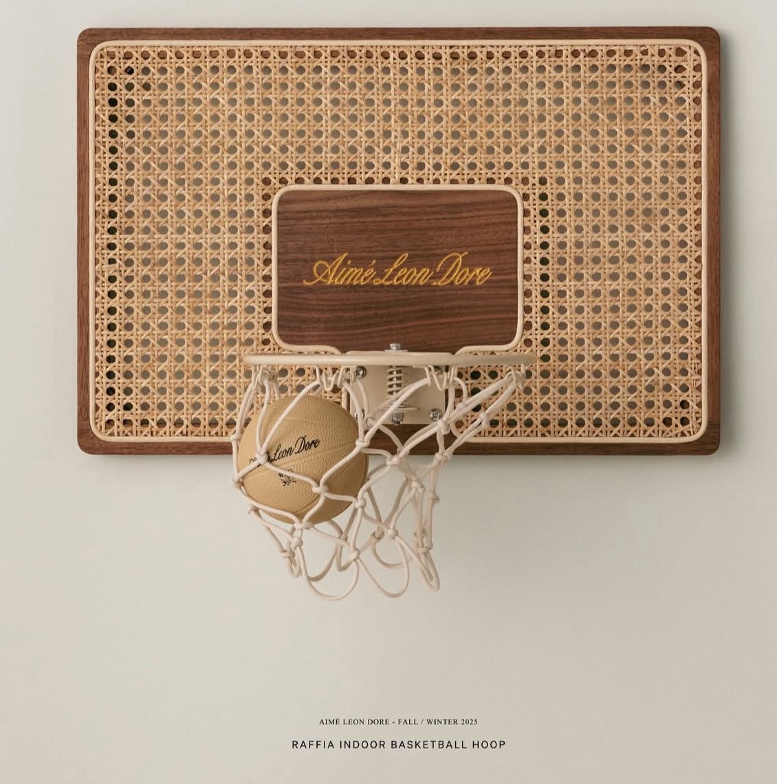 Aime Leon Dore put an indoor branded basketball hoop on its website yesterday. It sold out at $2,500 apiece.