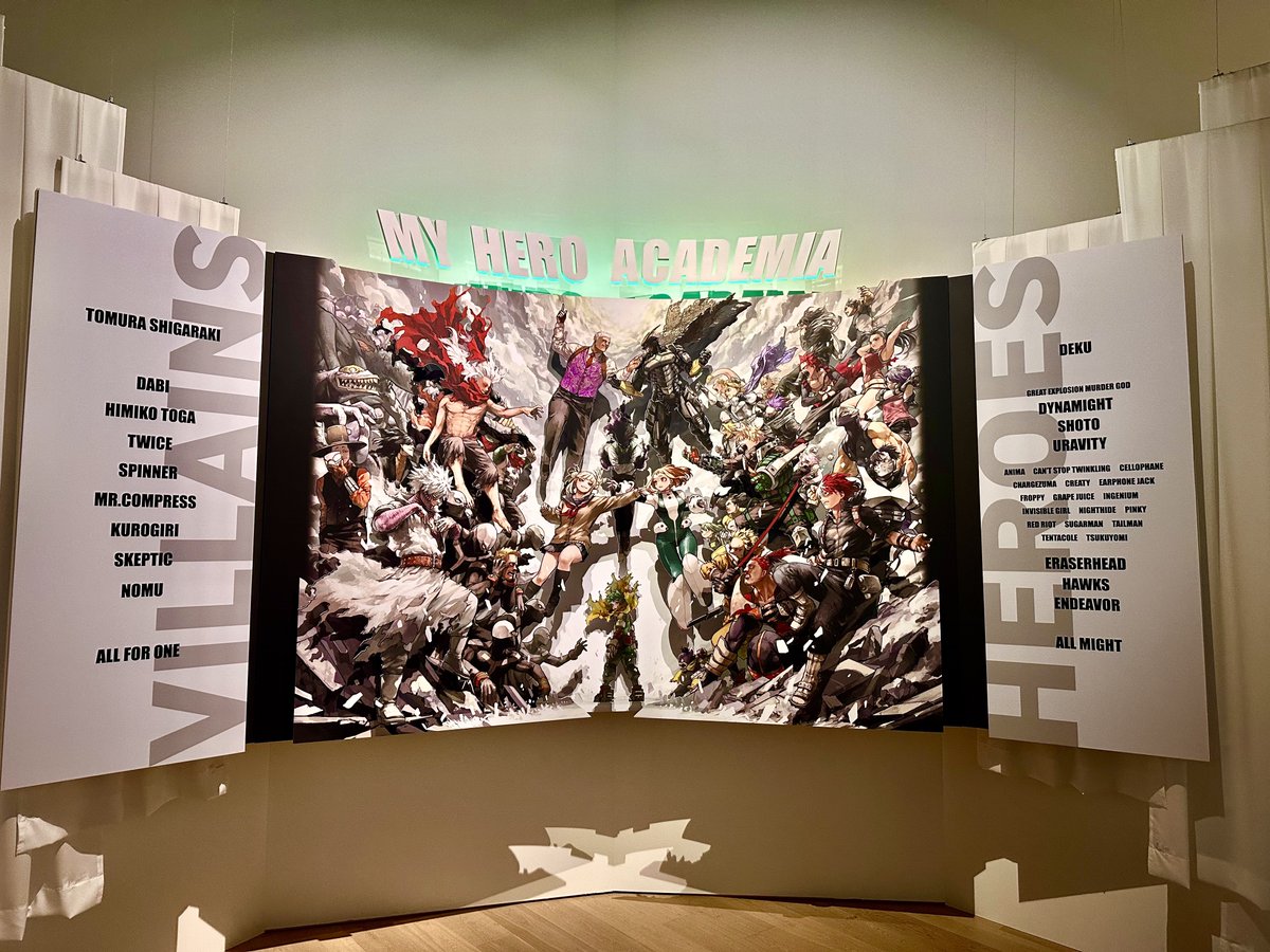 uwyaaa's tweet photo. かわとヒロアカ展行ってきた！めっちゃよかった堀越先生絵が上手いとかの次元じゃない神すぎ😭壁に描いてるイラスト良かった〜そんなしれっといろんなとこに書かないでほしい壁くれ😭🙌ネームの没案も見れてよかったおばあちゃんエンドじゃなくて本当によかった…桃がなってるよ🍑 https://t.co/SIJlCWjeCf