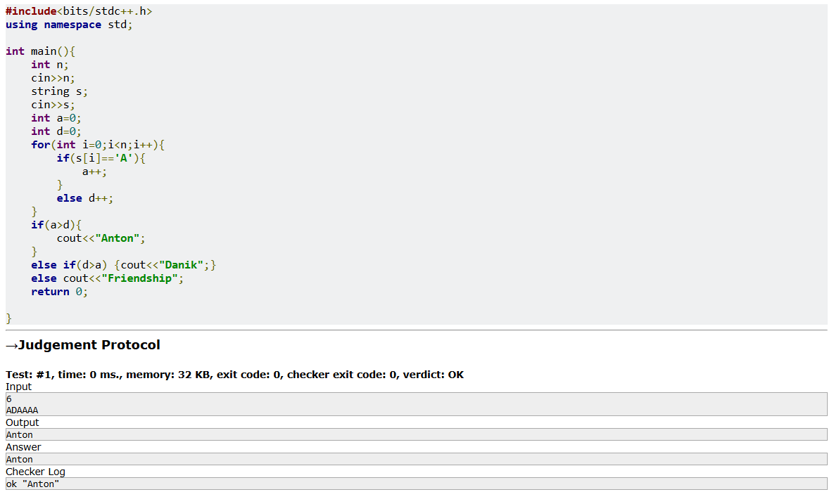 YashTripat11497's tweet photo. ✅ Day 28Complete!
Solved CodeForces #734A – for #TeachersDayChallenge.
#DrGViswanathan #Day28 #CodingChallenge #43DaysOfCode #LeetCode #CodeForces https://t.co/sCH3djgvbc
