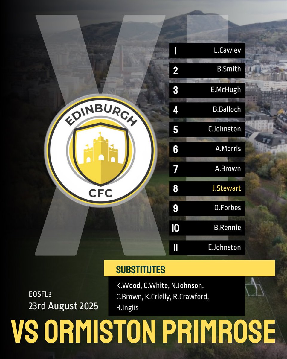 Team News 📋

Starting XI to take on Ormiston Primrose. 

KO 14:30 🏴🏳️