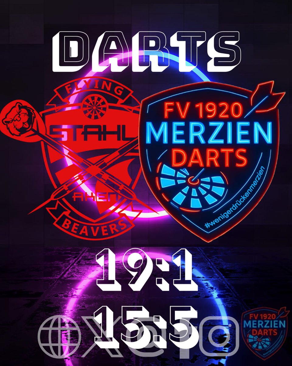 FV1920Merzien's tweet photo. 🔵 Unser "erste" 

Gegen die Bieber aus Aken konnten sie gut standhalten allerdings reichte es am Ende nur für ein 19:1 für Aken. 

🔴Unsere "zweite"

Hier kam es zu Duellen auf Augenhöhe. Allerdings scheitert es hier immer wieder Ausschecken somit stand es am Ende 15:5 für Aken https://t.co/POYnYrgHGv