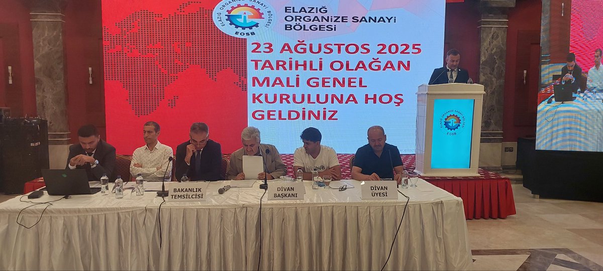 Elazığ OSB Yönetim Kurulu Başkanlığımızın Olağan Mali Genel Kurulu yapıldı. Gerçekleştirilen genel kurula, Bakanlık temsilcisi olaraK Sanayi ve Teknoloji İl Müdürü Ferhat Güvel, Yönetim Kurulumuz, Sanayicilerimiz ve Basın mensupları katıldı.