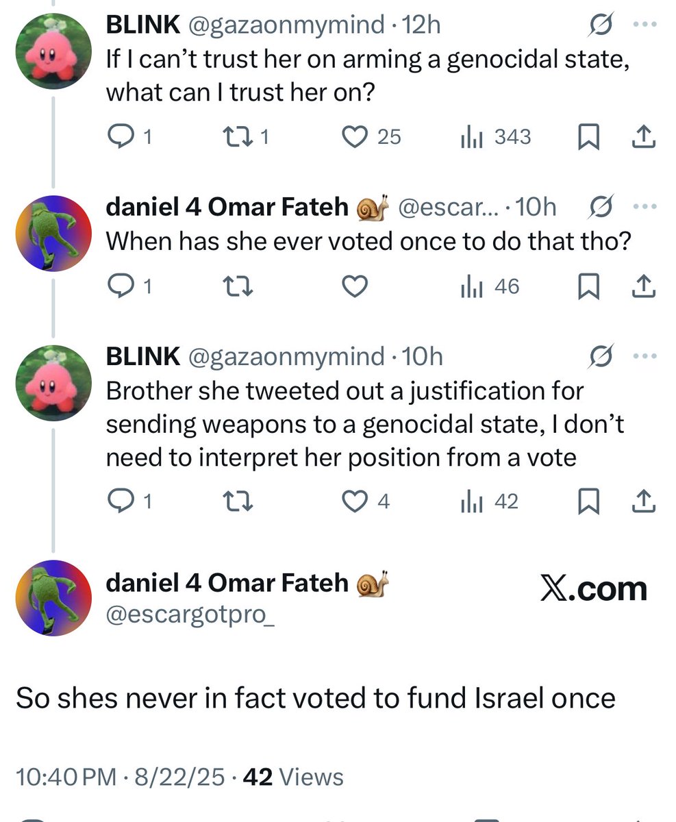 The remaining AOC defenders in DSA seem to have moved the goalposts to “she hasn’t *voted* to fund Iron Dome, she’s just made very clear multiple times that she supports funding it and would do so if it came up for a standalone vote.” Is this actually supposed to persuade anyone?