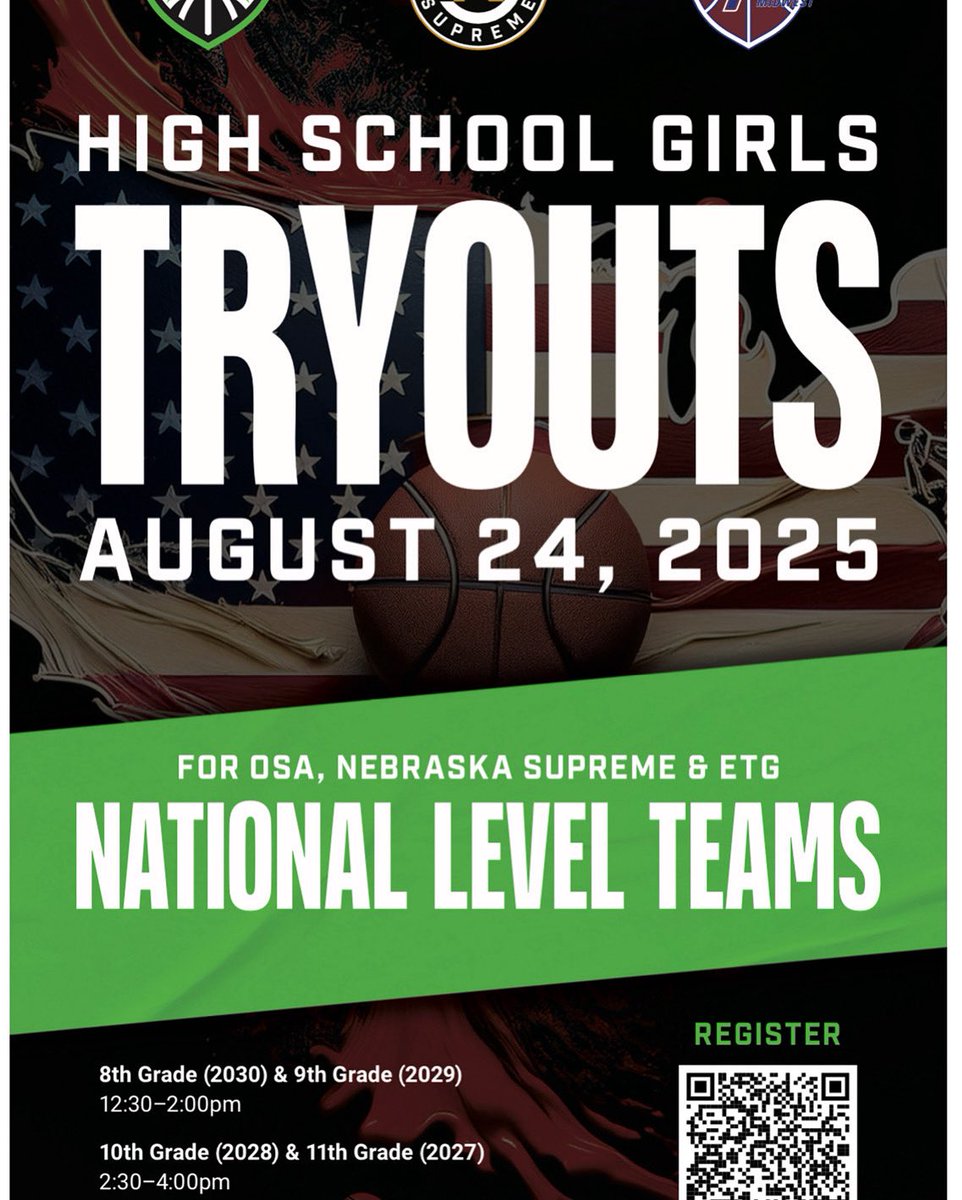 🔥HS GIRLS TRYOUTS TOMORROW🔥

Spring/Summer ‘26 Season ➡️ Your chance to run with the BEST.

OSA x ETG x Nebraska Supreme

📅 Sunday, Aug 24
📍 UBT North
🏀 Classes 2027 – 2030

🚨 This is YOUR shot to PROVE IT. Level up with ELITE competition + UNMATCHED exposure. 🚨

✅