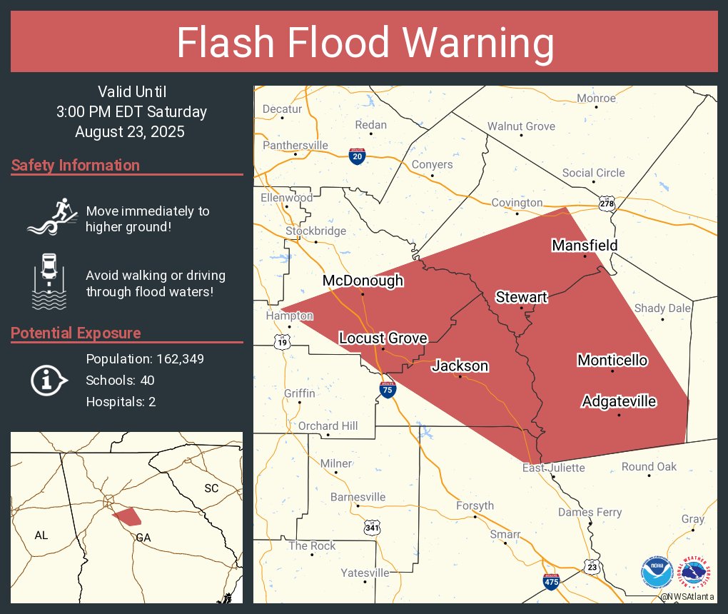 Flash Flood Warning including McDonough GA, Locust Grove GA and  Jackson GA until 3:00 PM EDT