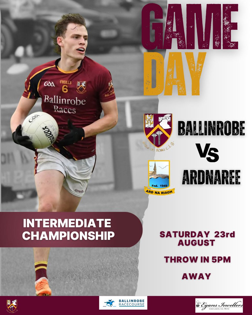 ⚡Game Day ⚡
Our Intermediates face Ardnaree at 5:00 pm today in what’s expected to be a great battle between the two sides. Let’s come out in full support of the lads and cheer them on!
This game will be covered by Mayo GAA TV
📺 Watch here 👇 page.inplayer.com/mayogaa/