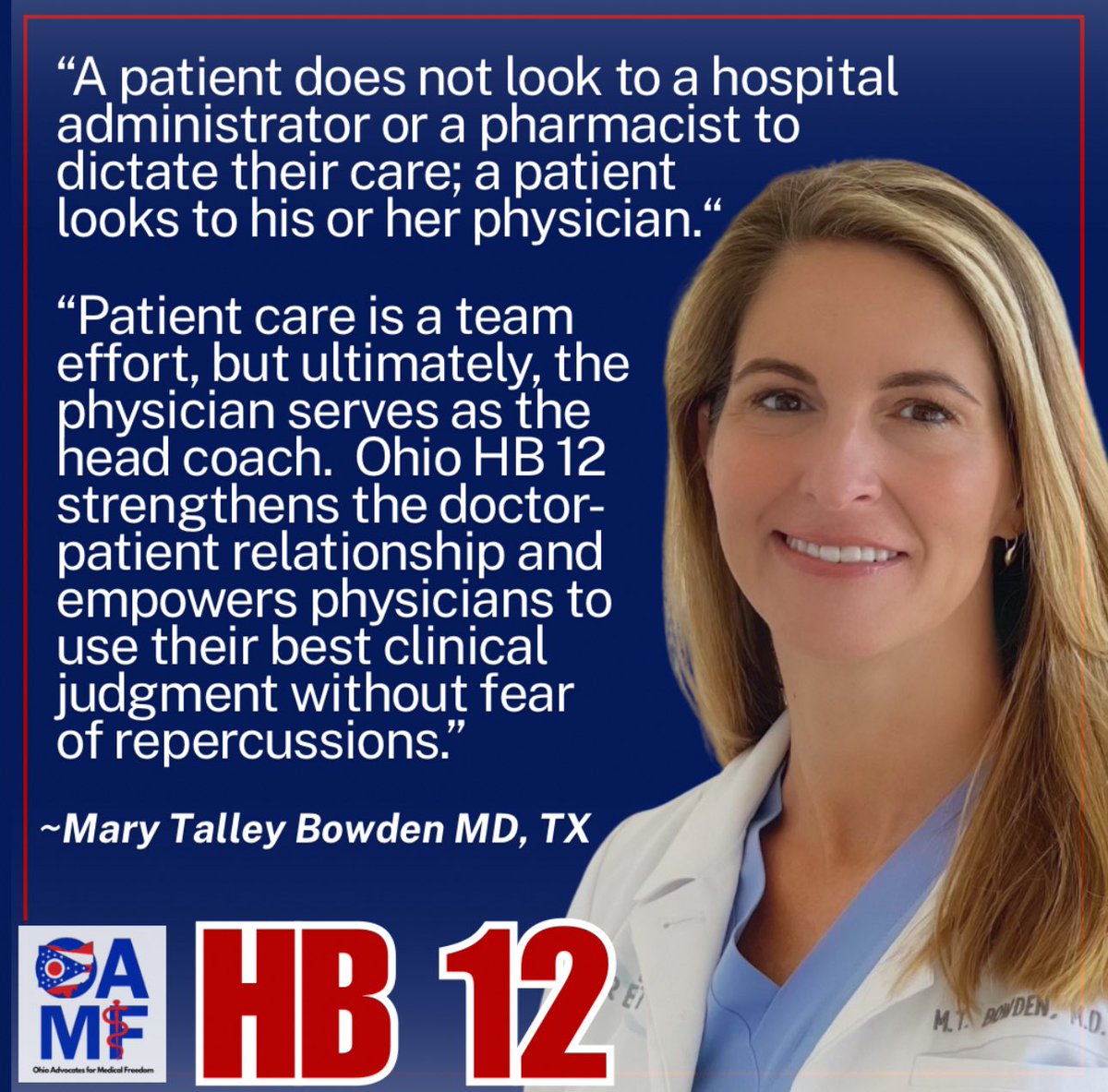 Mary Talley Bowden MD (@mdbreathe) on Twitter photo Ohio has a landmark medical freedom bill on the table that needs our support!
CONTACT House Speaker Matt Huffman Rep78@Ohiohouse.gov and ask him to allow a vote on HB 12.
<a href="/matthuffman1/">Speaker Matt Huffman</a>
<a href="/jenniferforrep/">Rep Jennifer Gross</a> <a href="/DJSwearingenOH/">D.J. Swearingen</a>
<a href="/OhioAMF/">OAMF</a>
🧵 Ohio has a landmark medical freedom bill on the table that needs our support!
CONTACT House Speaker Matt Huffman Rep78@Ohiohouse.gov and ask him to allow a vote on HB 12.
<a href="/matthuffman1/">Speaker Matt Huffman</a>
<a href="/jenniferforrep/">Rep Jennifer Gross</a> <a href="/DJSwearingenOH/">D.J. Swearingen</a>
<a href="/OhioAMF/">OAMF</a>
🧵