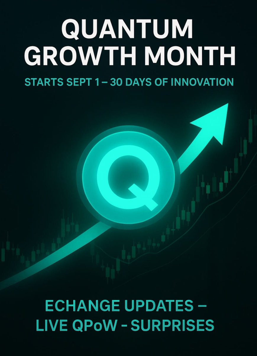🚀 A major revolution is coming for $QTC !
Quantum Growth Month kicks off on September 1st → lasting a full 30 days
👇
📌 Exchange &amp; trading updates
📌 Live QPoW demos (Qubitcoin’s unique “Quantum Proof-of-Work” technology will be showcased live)
📌 AMAs &amp; Guilds
📌 And many