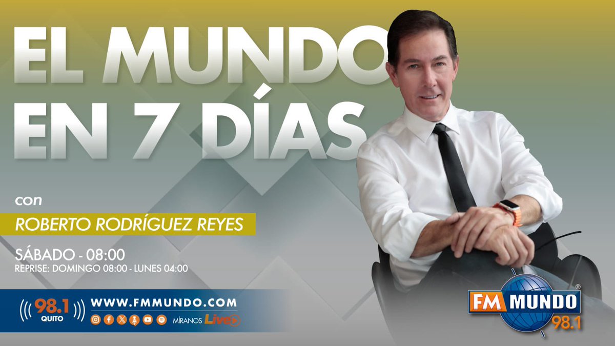 FM Mundo (@fmmundo) on Twitter photo 🔊 #AlAire | <a href="/robertoecuador/">Roberto Rodríguez ✈️</a> te acompaña con #ElMundoEn7Días, el magazine informativo más completo de la radio.
📻 98.1 FM #Quito
🔗 youtu.be/L_vviq6ID5I?si…
🌐 fmmundo.com 🔊 #AlAire | <a href="/robertoecuador/">Roberto Rodríguez ✈️</a> te acompaña con #ElMundoEn7Días, el magazine informativo más completo de la radio.
📻 98.1 FM #Quito
🔗 youtu.be/L_vviq6ID5I?si…
🌐 fmmundo.com