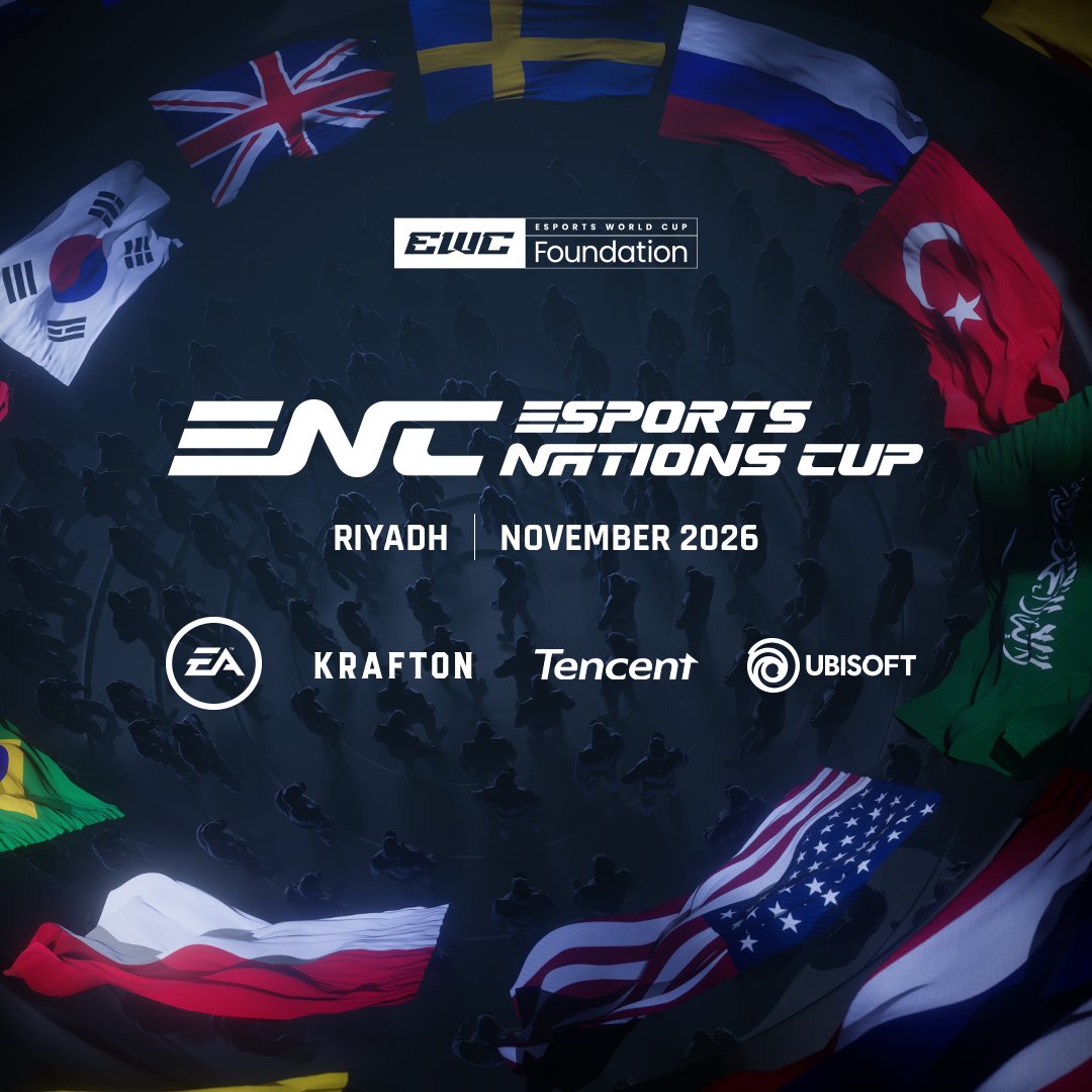 Annunciata dalla Esports World Cup Foundation la "ESPORTS NATIONS CUP": una competizione per squadre nazionali su diversi titoli.

Coinvolti al momento EA, Tencent, Krafton e Ubisoft. Debutto a novembre 2026 a Riyadh, per poi spostarsi a ogni edizione (biennale).