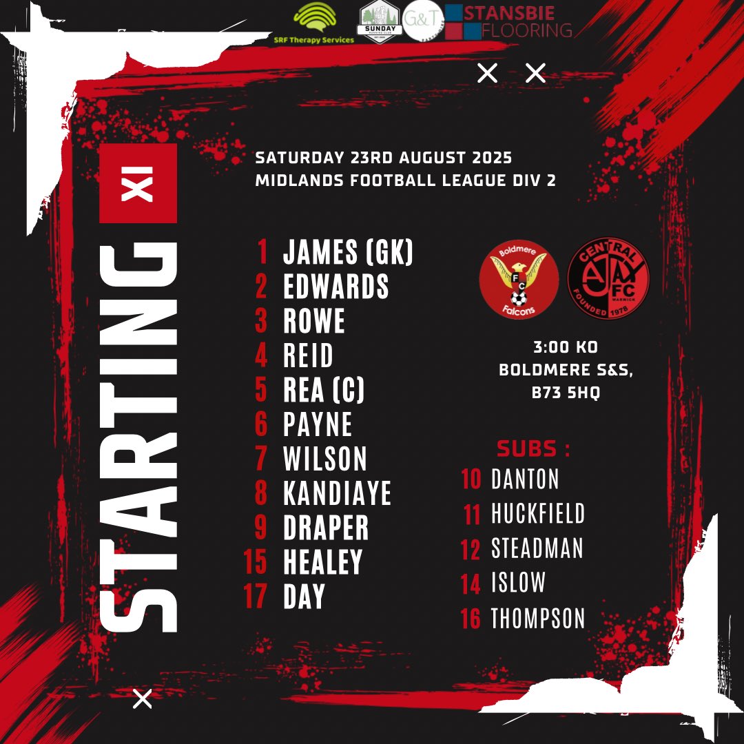 📝 | 𝗧𝗲𝗮𝗺 𝗡𝗲𝘄𝘀

We make 4 change from our 1-0 victory over Northfield last week. 

⏩️| Payne, Day, Rowe &amp; Edwards
⏪️| Graver, Drammeh, Steadman &amp; Odibu

🔙 on the bench 
Club Captain Danton &amp; Vice Huckfield return. 

#UTB ❤️🖤
