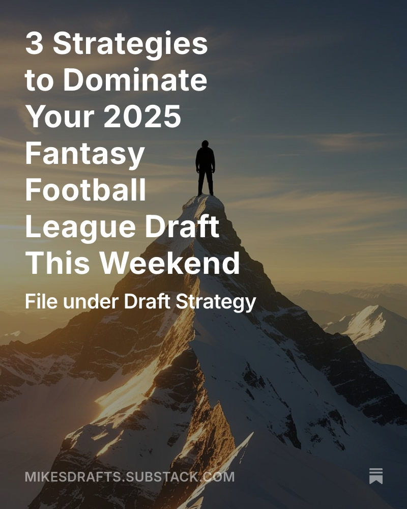 MikesDrafts's tweet image. Drafting in your home league this weekend or next? I have you covered. Link in bio. 
#FantasyFootball #DraftStrategies #DraftPicks