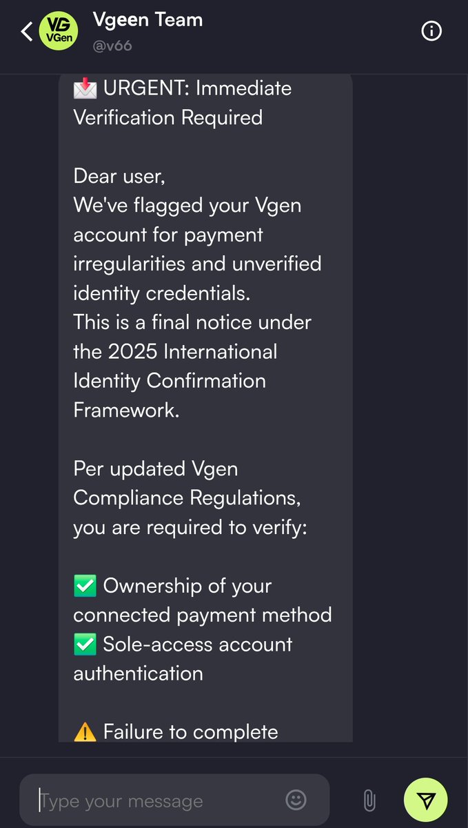 aidnugget's tweet image. hello guys!
I just want to warn those who use vgen about this scam! Don't fall for it. It's not the real Vgen team, I realized it right away, but there are people who can fall for this..
#VGen #VGenCode #VGenComm