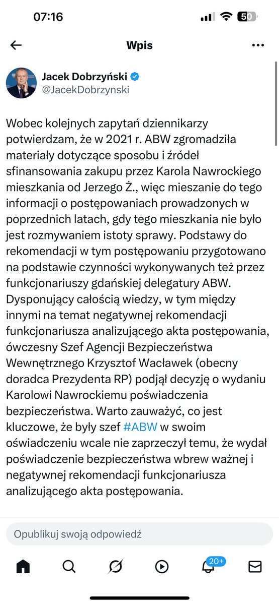 Sławomir Cenckiewicz (@cenckiewicz) on Twitter photo <a href="/JacekDobrzynski/">Jacek Dobrzyński</a> Proszę bardzo! W apogeum kampanii - bez pokazania dowodów - twierdził Pan że prezydent <a href="/NawrockiKn/">Karol Nawrocki</a> niesłusznie - wbrew rzekomo negatywnej rekomendacji ABW - otrzymał poświadczenie bezpieczeństwa… przez co wpisywał się Pan w akcję premiera Tuska, który wcześniej powoływał się na <a href="/JacekDobrzynski/">Jacek Dobrzyński</a> Proszę bardzo! W apogeum kampanii - bez pokazania dowodów - twierdził Pan że prezydent <a href="/NawrockiKn/">Karol Nawrocki</a> niesłusznie - wbrew rzekomo negatywnej rekomendacji ABW - otrzymał poświadczenie bezpieczeństwa… przez co wpisywał się Pan w akcję premiera Tuska, który wcześniej powoływał się na