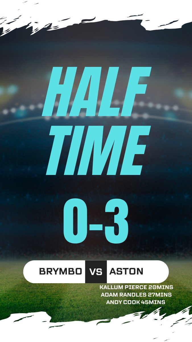 Great half goals from the skipper Kallum Pierce Adam Randles and a Andy Cook free kick gives us a 3-0 at half time
