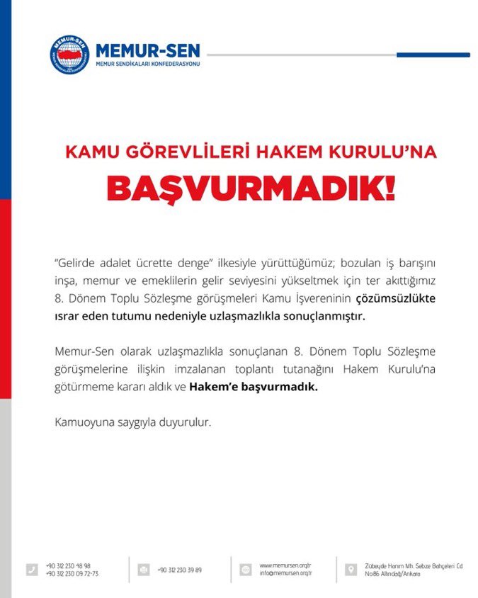 “Hakem Kurulu kamu işvereninin (hükümetin) noteridir” diyorsun…
Ama günlerdir yapılan “Hakem Kurulu’nu boykot et, toplantıya katılma, zam konusu TBMM’ye gelsin” çağrılarına rağmen, gidip Hakem Kurulu toplantısına katılıyorsun!

Parti Sendikalarıyla Buraya Kadar!

Yıllardır