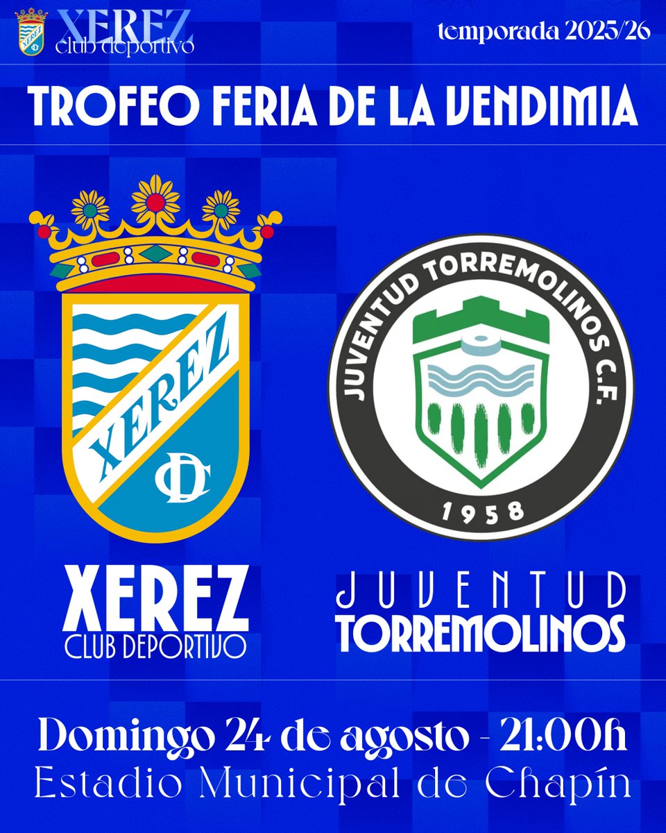 XerezCD_OFICIAL's tweet photo. 📝 𝗧𝗲𝘀𝘁 8⃣ de la #PretemporadaXerez

🆚 @JTorremolinosCF 
🕖 21:00
🏟️ Chapín
📺 https://t.co/F4eLA2rIVm
🏆 Trofeo Feria de la Vendimia

#⃣ #XerezTorremolinos https://t.co/IzwZD6jlzs
