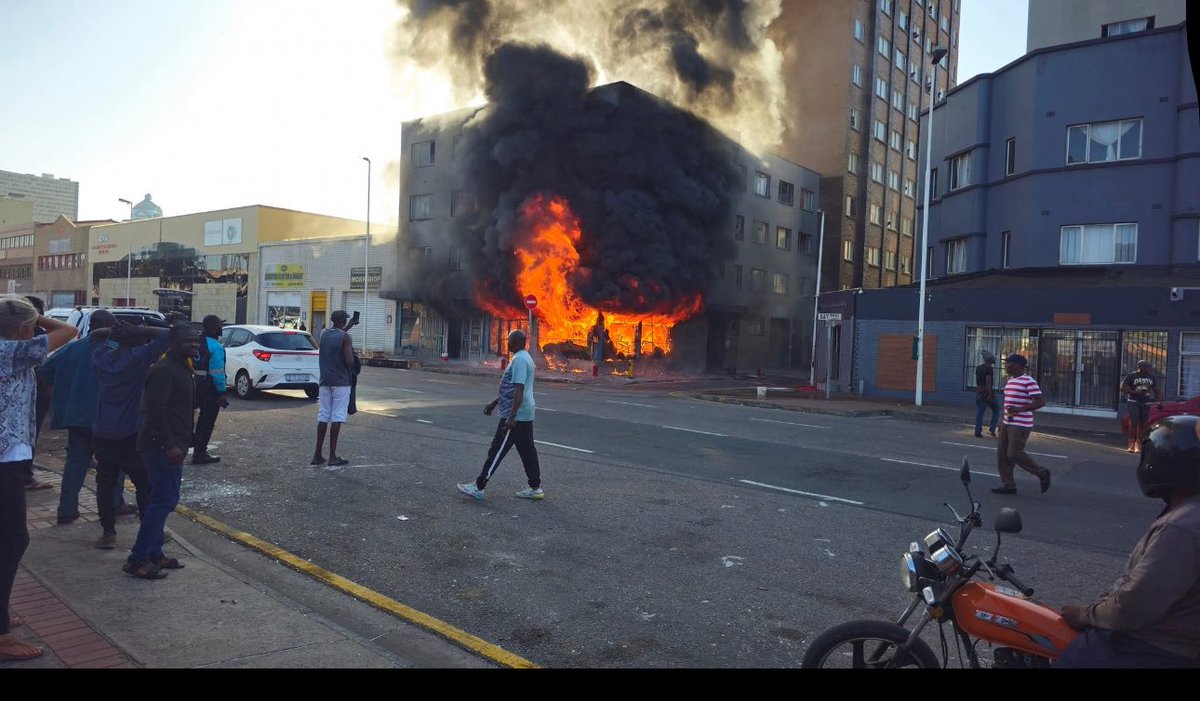 Building on fire Dr Langilbalele dude street